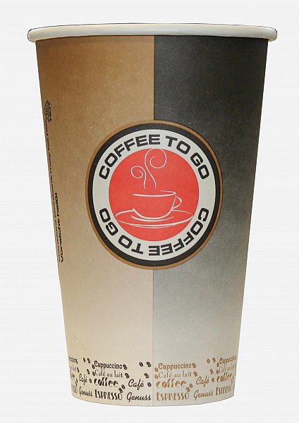 Coffee to go Becher, Kaffeebecher aus Hartpapier black/beige, 0,4l / 400ml