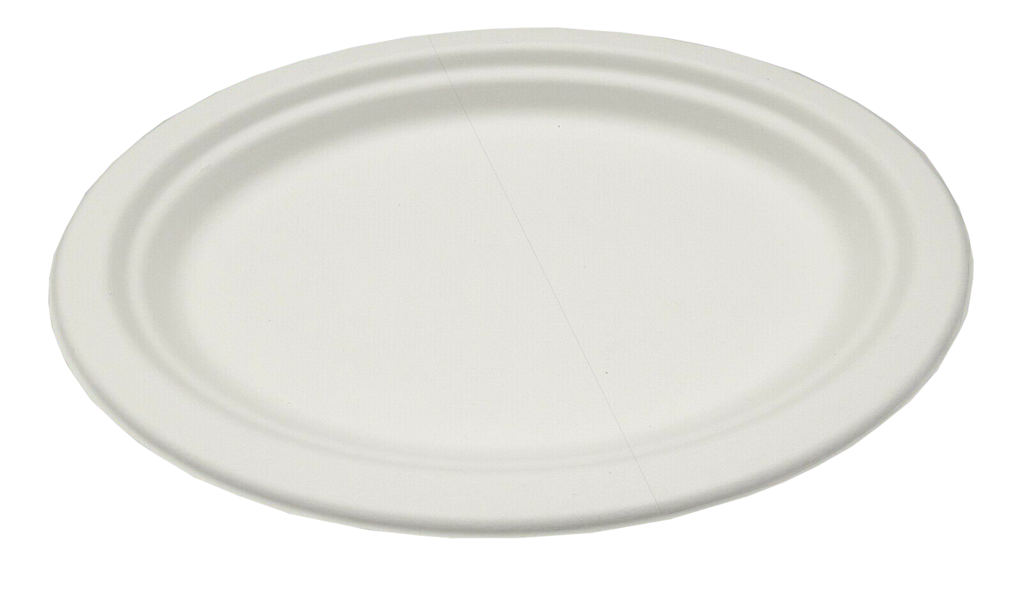 800 Teller aus Bagasse / Zuckerrohr, Abmessung: ca. Ø 23 cm, 2 cm hoch, nachhaltig, öko bio