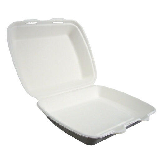 Menüboxen PS4 / Foodboxen aus Bagasse / Zuckerrohr, 20,5 x 24,5 cm, ungeteilt